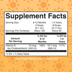 Infant & Toddler Vitamin D3 Organic Liquid Drops